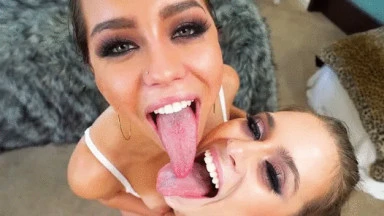 Video thumbnails for 'Sloppy deepthroat session with Jill Kassidy and Alina Lopez' depicting lopez